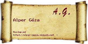 Alper Géza névjegykártya